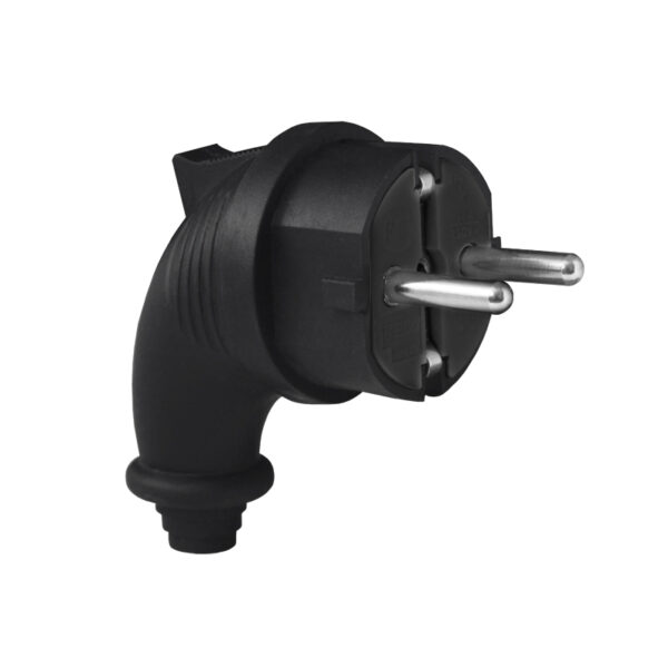 Вилка с/з угловая 16А ЭРА черная