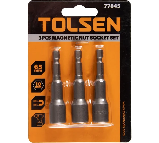 Бита магн.шестигранная 1/4 65мм*10мм (3шт)TOLSEN 77845