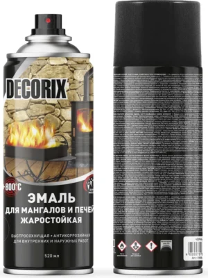 Краска аэроз для мангалов и печей +800С DECORIX 520 Черный 0