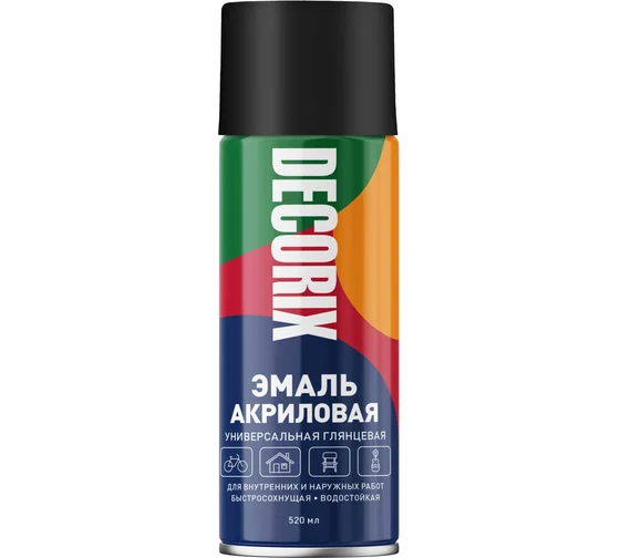 Эмаль аэроз универс DECORIX Черный Глянц