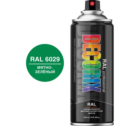Эмаль аэроз RAL PROF DECORIX  Мятно-Зеленый