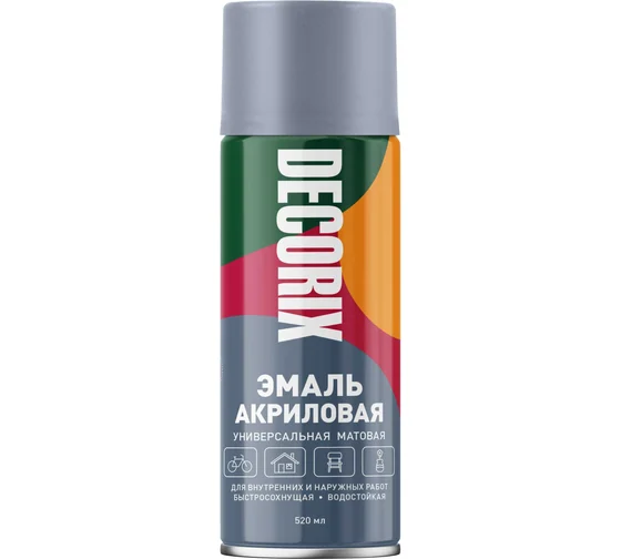 Эмаль аэроз универс DECORIX Серый МАТ