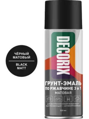 Грунт-Эмаль аэроз по ржав. 3в1 DECORIX Чёрный МАТ