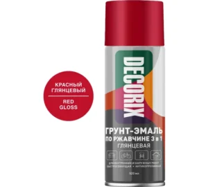 Грунт-Эмаль аэроз по ржав. 3в1 DECORIX Красн. Глян