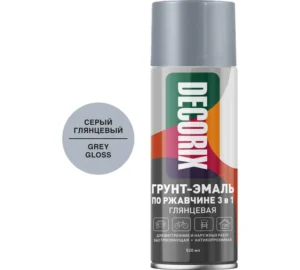 Грунт-Эмаль аэроз по ржав. 3в1 DECORIX Серый Глян