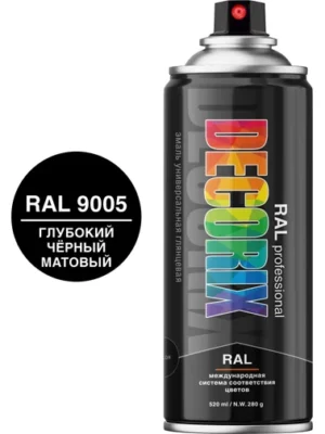 Эмаль аэроз RAL PROF DECORIX Глубокий Черный Мат