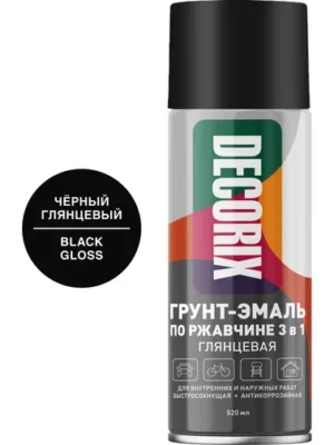 Грунт-Эмаль аэроз по ржав. 3в1 DECORIX Чёрный Глян