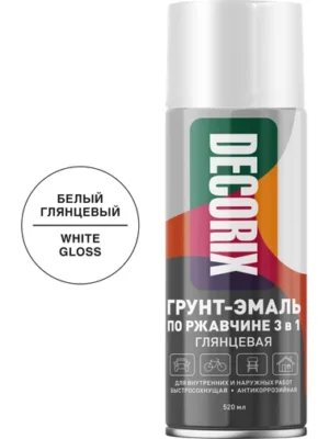 Грунт-Эмаль аэроз по ржавчине 3в1 DECORIX  Белый