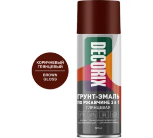 Грунт-Эмаль аэроз по ржавчине DECORIX  Корич Глян.