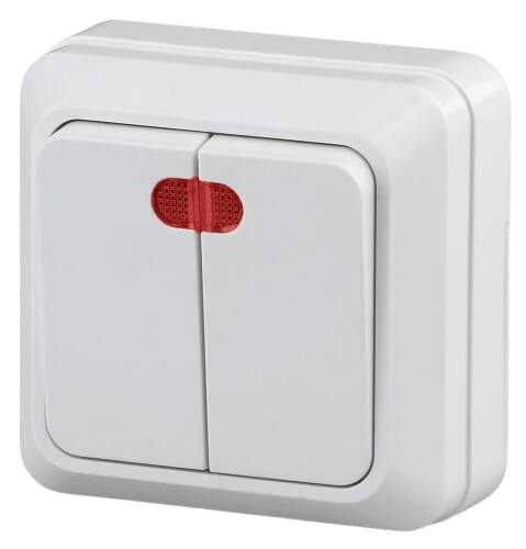 Выключатель двойной с подсвет QUADROбелый 2-105-01