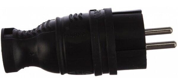 Вилка каучуковая з/з прямая16А IP44 ЭРА черная