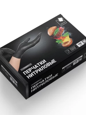 Перчатки нитриловые станд+,черные L100шт/уп.SEMPB3