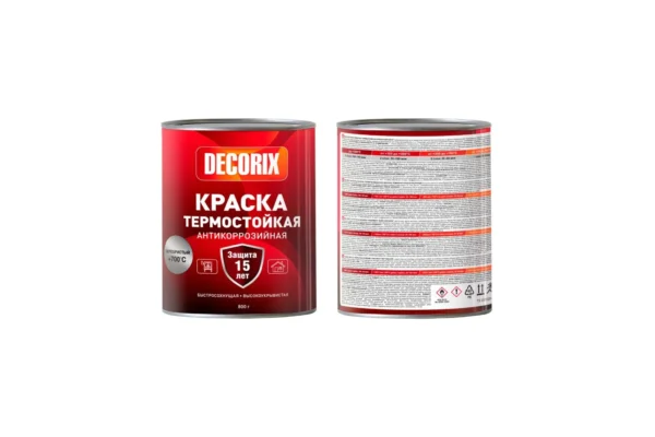 Краска термостой +700гр. DECORIX 0,8 кг серебристый 0750-02