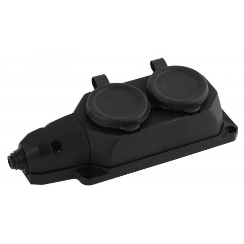 Колодка каучуковая ЭРА с/з 2гн 16A IP44 черная