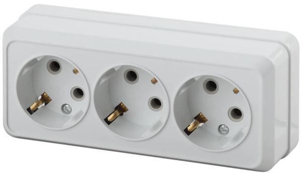 Розетка 3х2Р QUADRO белый 2-205-01