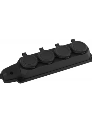 Колодка каучуковая ЭРА с/з 4гн 16A IP44 черная