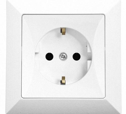 Розетка 1-ая без зазем наружная белая АЕ20105