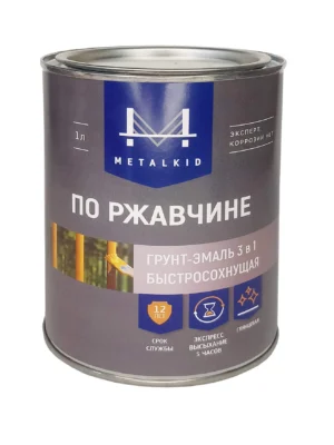 Грунт-эмаль 3в1 Металкид зеленая 1кг
